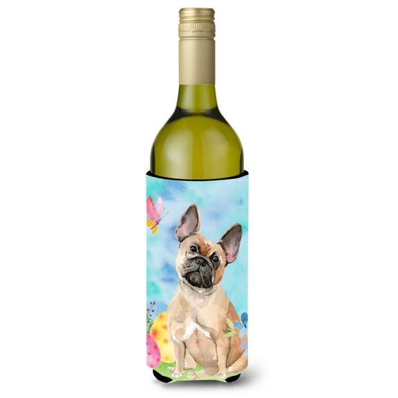 Carolines Treasures BB9637LITERK Fawn French Bulldog Easter Wine Bottle Beverge Insulator Hugger  Wine Bottle multicolor