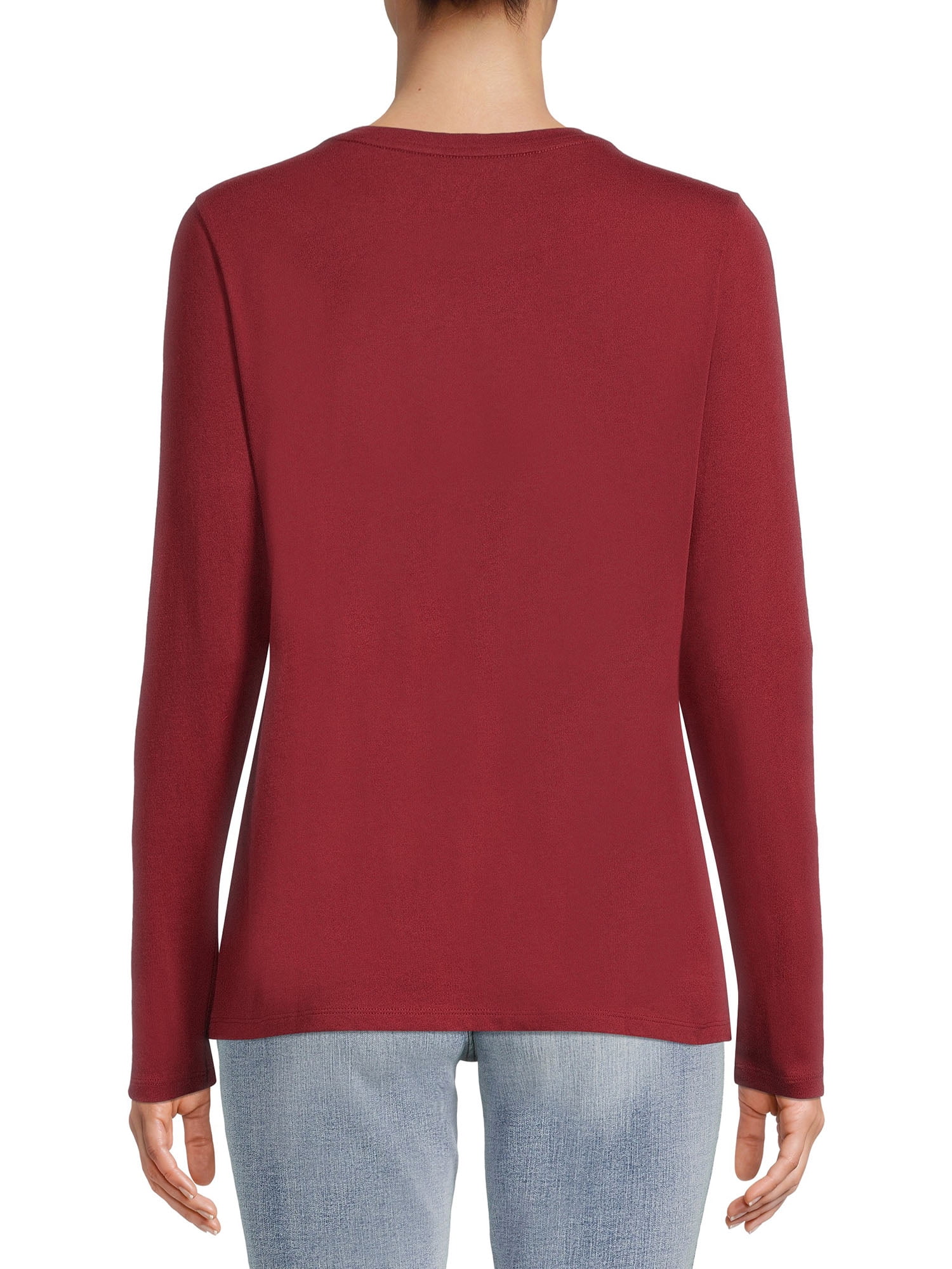 Time and Tru Crewneck Cotton Long Sleeve T-Shirt (Women's)