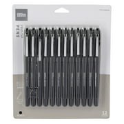 Office Depot Brand Felt-Tip Porous Pens, Medium Point, 1.0 mm, Black Barrels, Black Ink, Pack Of 12 Pens