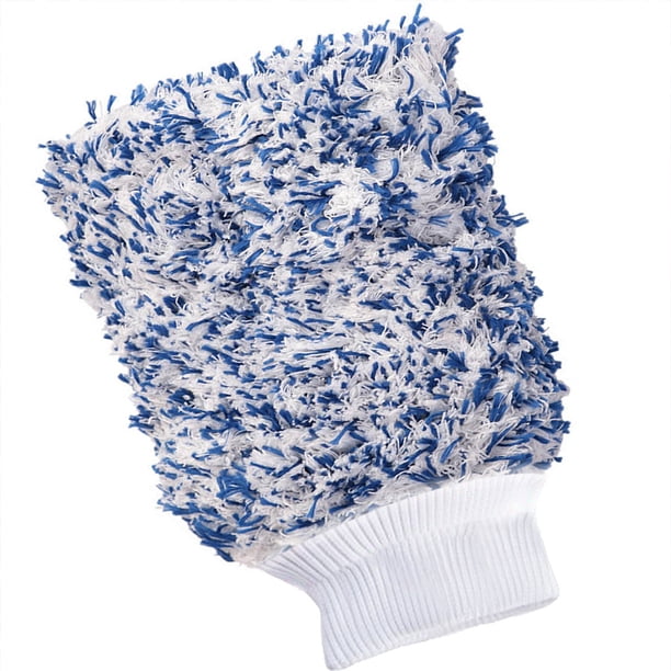 Manoplas De Lavado De Autos Manopla de lavado de autos, manoplas de limpieza suave de microfibra, guantes de lavado de autos, azul y blanco Ehuebsd Accesorios para autos y motos