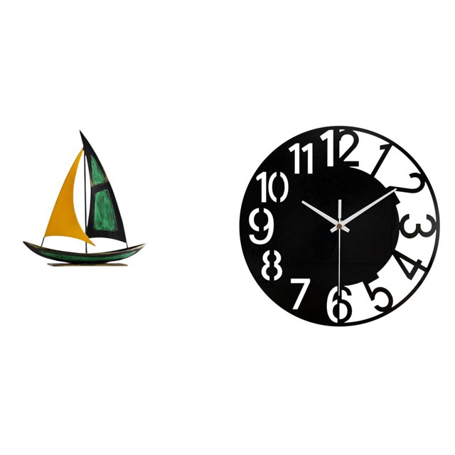 Figura de velero,Escultura de velero de hierro para decoración de oficina y hogar,Estatua de barco de escritorio para decoración de entrada de gabinete,Reloj de pared grande,Reloj de pared
