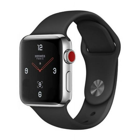 Pre-Owned Apple Watch Series 3 Hermes Edition 42mm GPS + Cellular Unlocked - Stainless Steel Case - Black Sport Band (2017) - Refurbished - Good