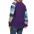 thumbnail image 4 of STARVNC Women Color Block Crew Neck Pocket Spliced Long Sleeve Tunic Plus Shirt, 4 of 7
