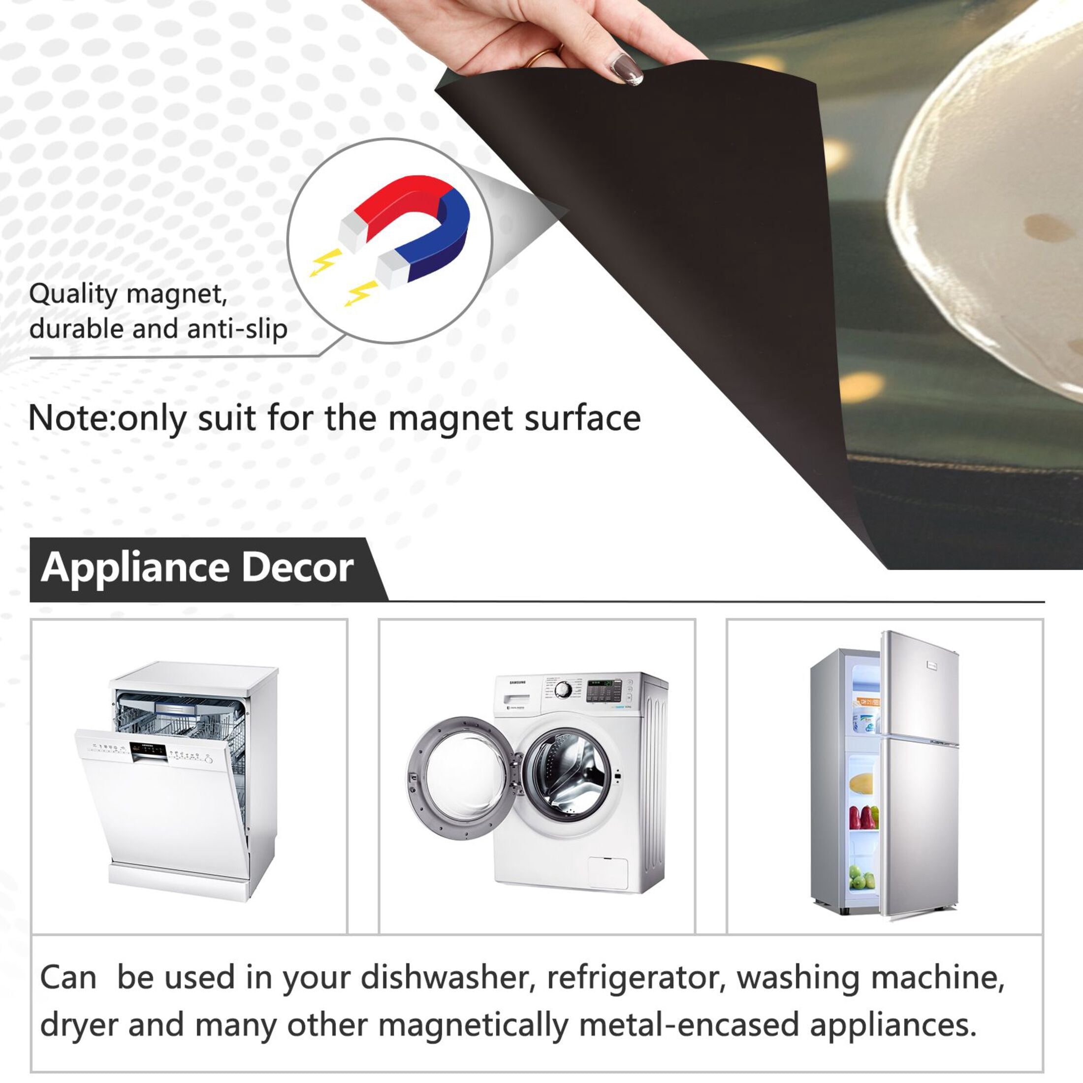 Dishwasher Magnetic Sticker 23x26 Inch Refrigerator Magnetic Sticker Washing Machine Magnetic Sticker Kitchen Panel Magnetic Sticker Home Decor Cartoon Beautiful White Mushrooms