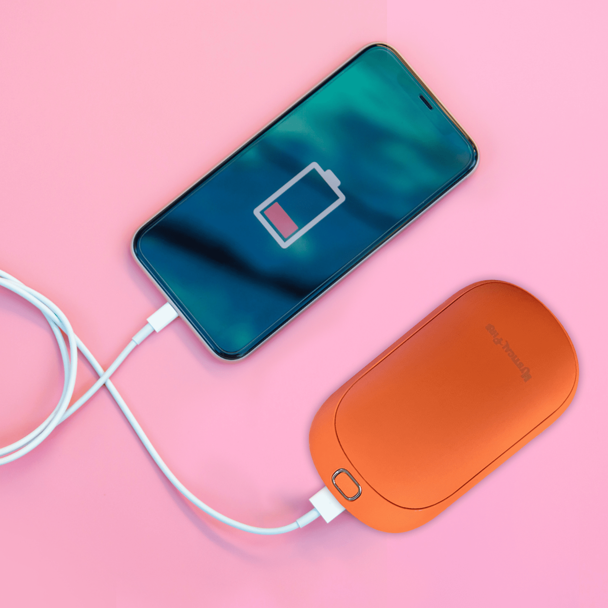 Hand Warmer Rechargeable USB C 5200mAh Portable Electric Charging Heater (Orange) By Mystical Fire Great Gift For Men & Women - Keep Your Hands Warm In The Outdoors While Camping Skiing Or Hunting