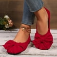 thumbnail image 6 of Womens Red Ballet Flats - Slip On Comfortable Flat Shoes with Bow Detail, Velvet-Like Round Toe Flats for Women, Casual & Everyday Wear,Size 43, 6 of 9