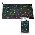 thumbnail image 1 of YFYANG Adult Microfiber Portable Travel Towel, Colorful Love Pattern Quick Dry Towel with Hiking Buckle PVC Pouch, 16" x 31.5", 1 of 6