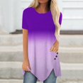thumbnail image 2 of Patlollav Womens Plus Size Tops Button Print Round Neck Short Sleeve Irregular T-Shirt, 2 of 5