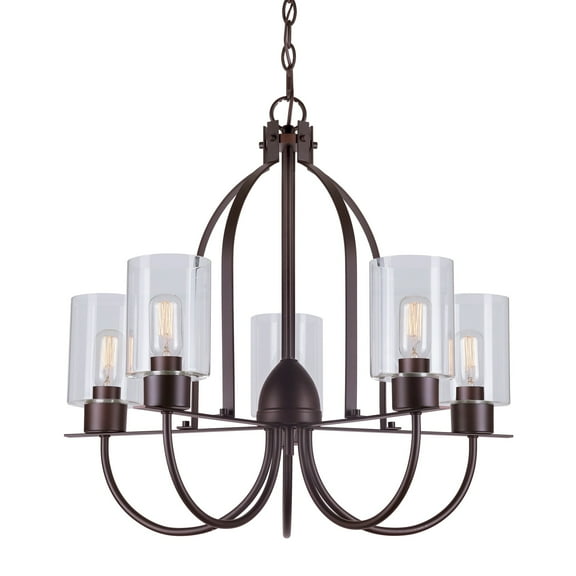 Tama 5-Light Antique Bronze Chandelier with Clear Glass Shade - Antique Bronze