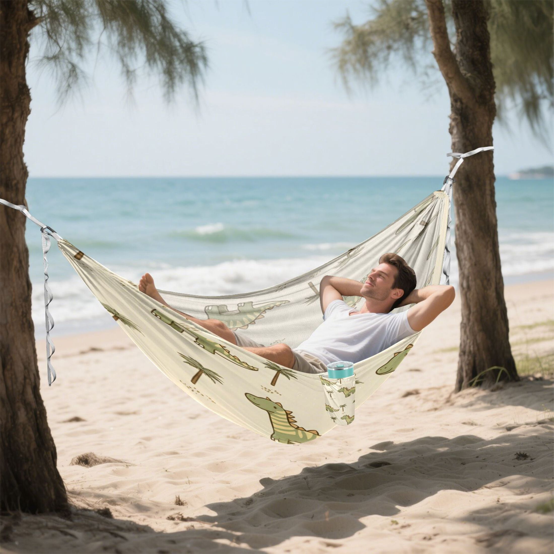 Hammock Camping Hammock Nylon Portable Hammock Travel Camping Hammock Green Digital Dino Pattern