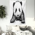 thumbnail image 3 of Panda Tapestry, Baby Panda Bear Illustration Sketch Style Artwork Asian Nature Wild Animals Theme, Wall Hanging for Bedroom Living Room Dorm Decor, 60W X 80L Inches, Black White, by Ambesonne, 3 of 5