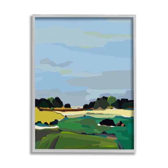 Stupell Industries Rural Grassland Fields Landscape Graphic Art Gray Framed Art Print Wall Art, Design by Nikita Jariwala