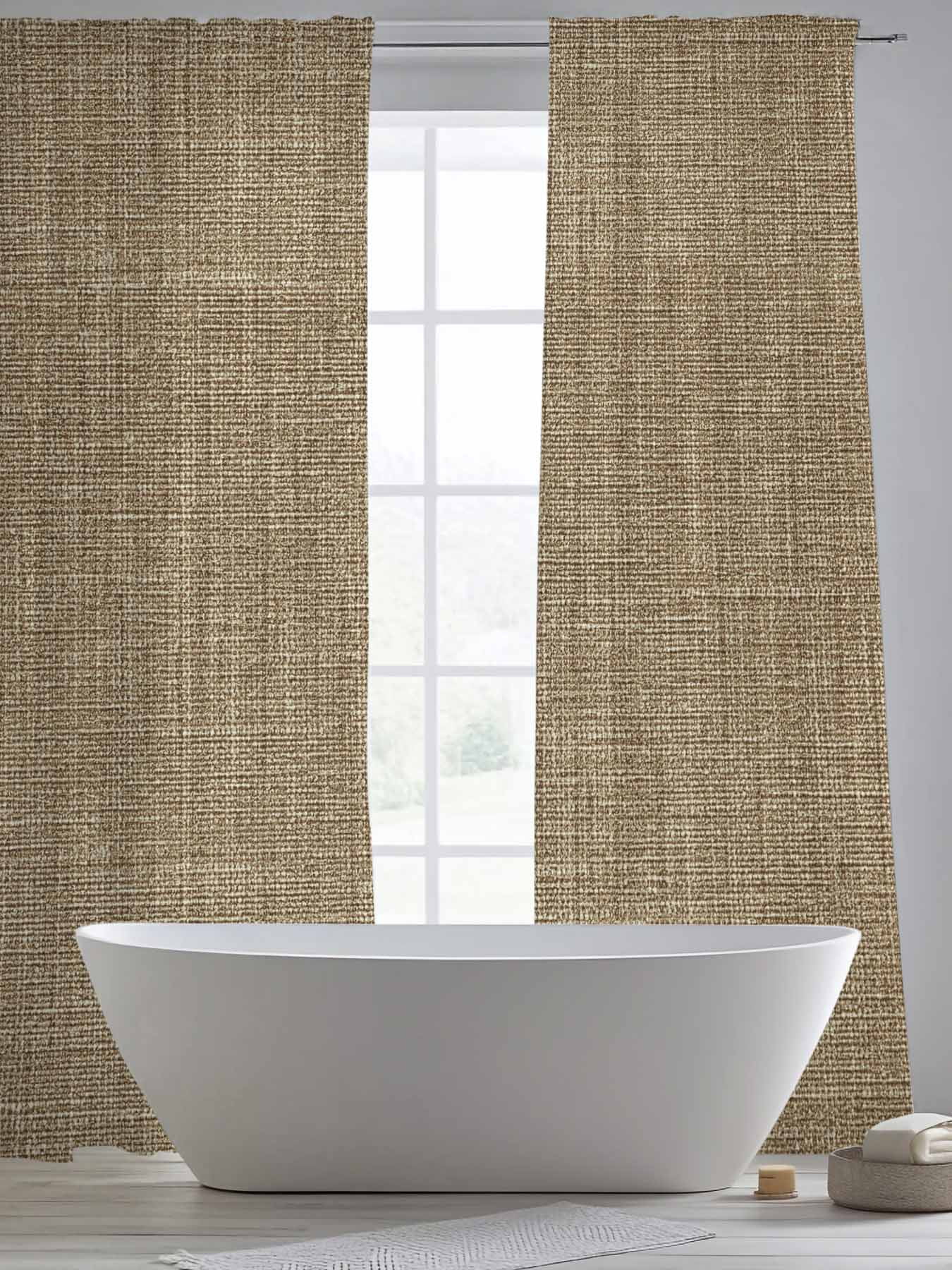 Sheer Curtains 84 Inches Long, Vintage Brown Light Filtering Window Curtains for Living Room, Farmhouse Retro Dark Solid Color Linen Texture Rod Pocket Voile Sheer Curtain Drapes, 52"Wx84"L, 2 Panels