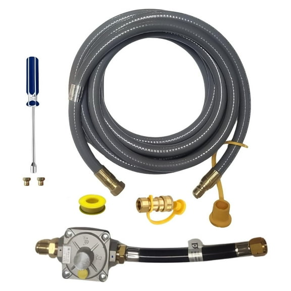 Natural Gas Conversion Kit from LP to NG Fit for Weber Spirit 210/215 - Easy Install - Includes Predrilled Orifices - Detailed -10' NG Hose - Natural Gas Regulator Black & Brass