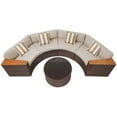 thumbnail image 7 of SOLAURA 5-Piece Patio Furniture Outdoor Half-Moon Sectional Sofa Set Patio Brown Wicker Conversation Set with Beige Cushions & Glass Coffee Table, 7 of 7