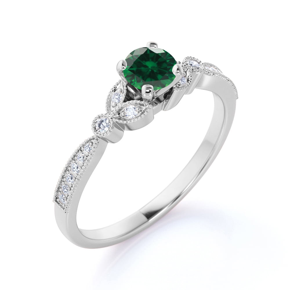 14K Yellow Gold Over 2.50Ct Colombian Green Emerald Cut Diamond Engagement Ring