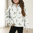 thumbnail image 5 of Fmbrln Girls Fleece Sweatshirts Half Zip Up Long Sleeve Leaf Print Pullover Sweatshirts with Thumb Hole and Pockets Fall Winter Trendy Clothes for Kids 5-14Y, 5 of 5
