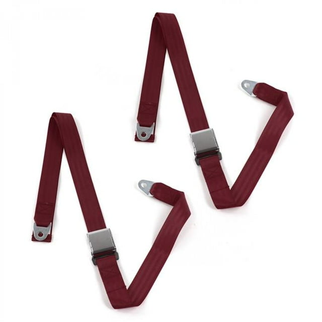 Ford Falcon 1960-1963 Airplane 2 Point Burgundy Lap Bucket Seat Belt Kit - 2 Belts