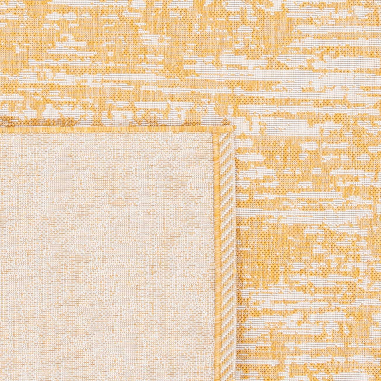 SAFAVIEH Courtyard Isolde Abstract Indoor/Outdoor Runner Rug, Gold/Ivory, 2'3" x 8'