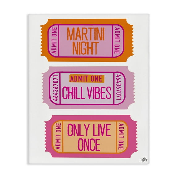 Stupell Industries Fun Party Phrase Tickets Text & Numbers Painting Wrapped Canvas Art Print Wall Art, 16 x 20