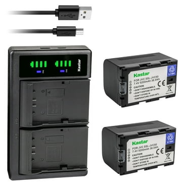 Kastar 2-Pack Battery and LTD2 USB Charger Replacement for JVC GY-HM600, GY-HM600E, GY-HM600EC, GY-HM620U, GY-HM650, GY-HM650U, GY-HM650SC, GY-HM660U, GY-HM660SC Cameras and DT-X Monitors