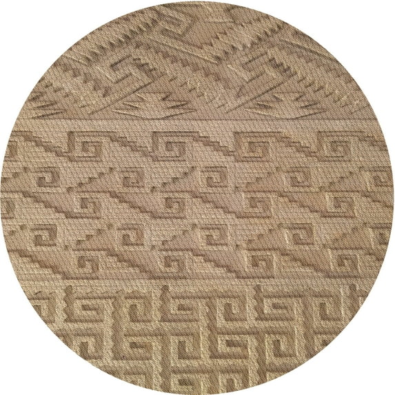 Ahgly Company Machine Washable Indoor Round Transitional Sienna Brown Area Rugs, 7' Round