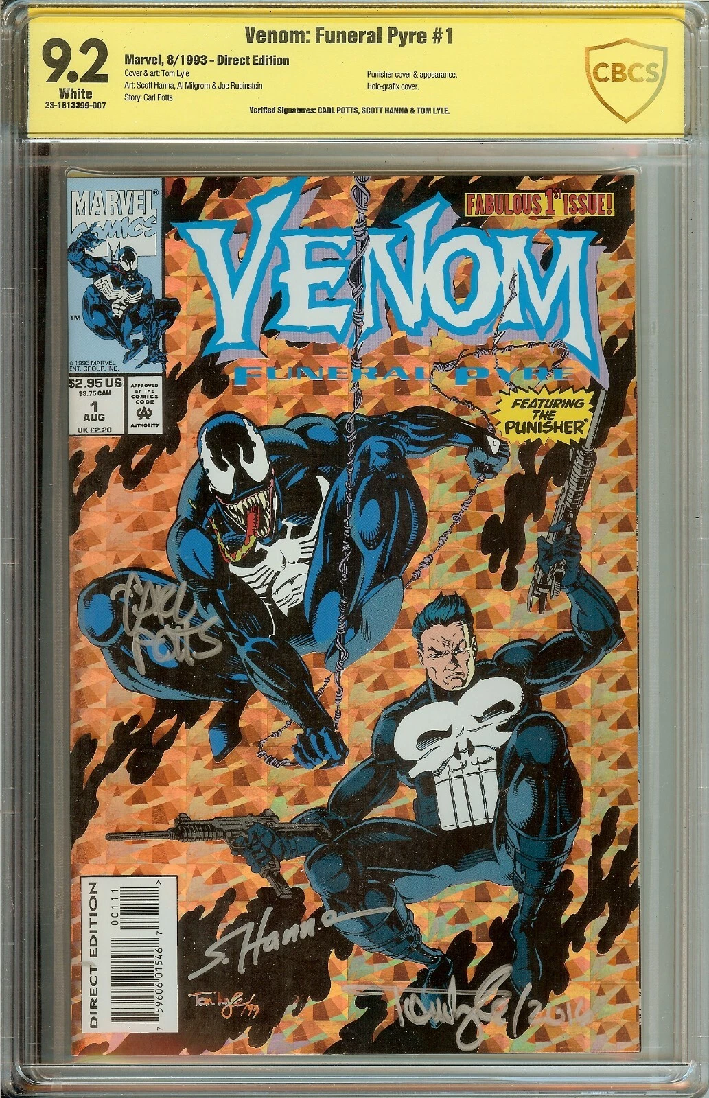 Venom: Funeral Pyre #1 (Marvel, 1993) – CBCS 9.2 NM – Triple Signed