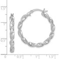 thumbnail image 4 of Sterling Silver Rhodium Plated Twisted 3.5X30mm Hoop Earrings (42 X 30) Made In India qe6753, 4 of 5
