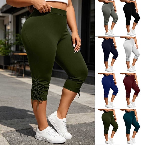 LIaqionyy Capri Leggings for Womens Knee Length Pants Lightweight Casual Layering Yoga Workout High Waisted Cropped Pant