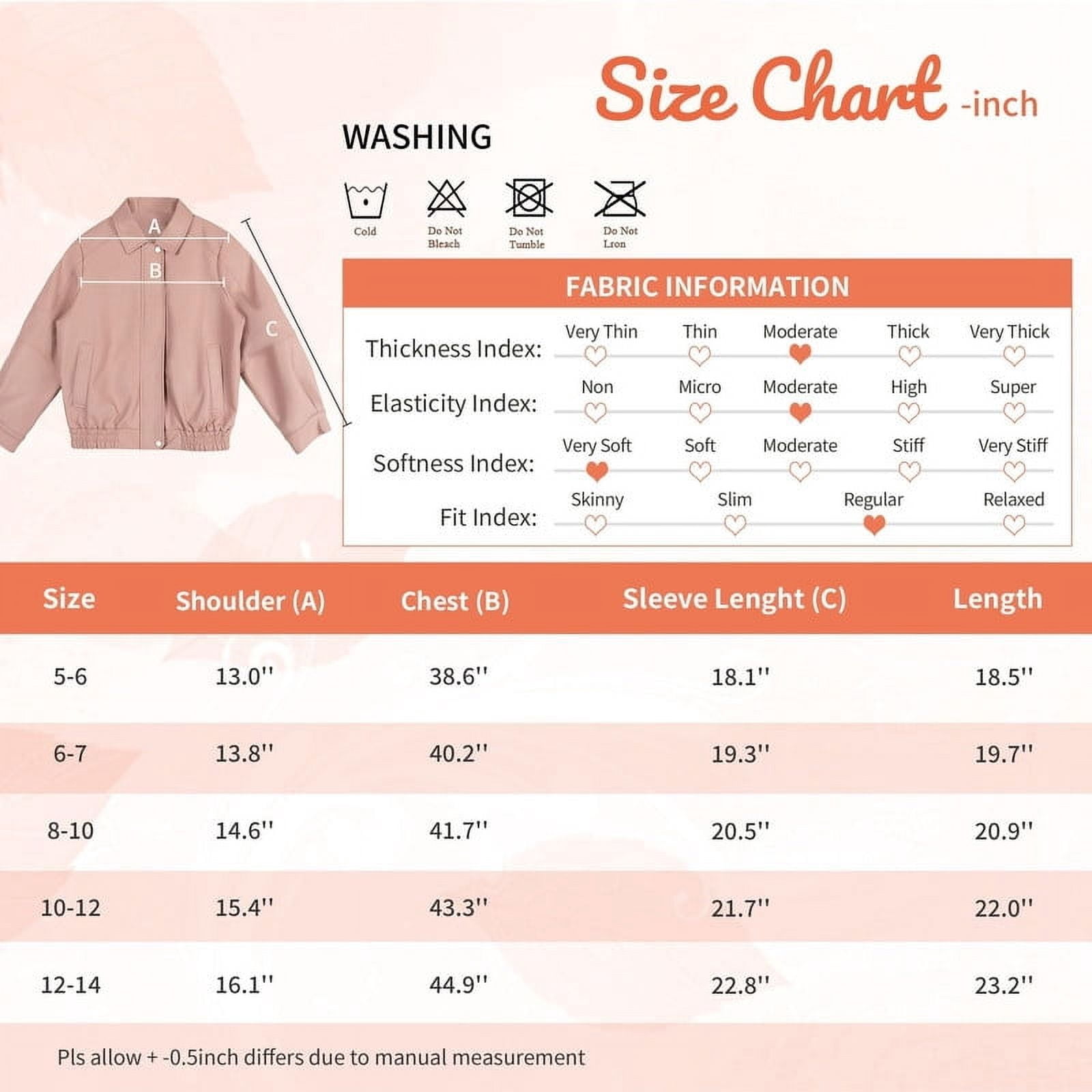 Rolanko Girls Faux Leather Jacket Kids Zip Up Motorcycle Biker Outerwear Coat Pleather Bomber Jacket with Pockets 5-15 Years