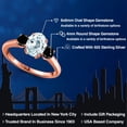 thumbnail image 2 of Gem Stone King 1.74 Ct Oval Sky Blue Aquamarine Black Diamond 18K Rose Gold Plated Silver Ring, 2 of 6