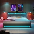 thumbnail image 3 of Furvclv Full Size Upholstered Platform Bed With Hydraulic Storage System, LED Lights, USB Charging Slat Mattress Foundation, No Box Spring Needed For Bedroom Living Room, 3 of 9