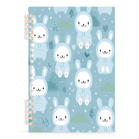 A5 Spiral Notebook 60 Sheets 80gsm Paper Ruled Journal Blue Raincoat Rabbit