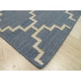 thumbnail image 3 of Handmade Wool Blue Contemporary Trellis Flatweave Revesible Moroccan Rug, 3 of 5