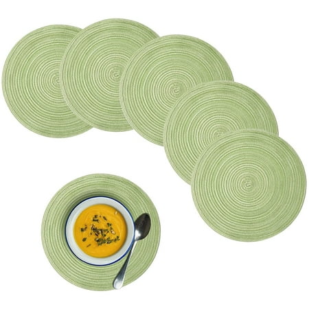 

Round Place Mat For Dining Table Set Of 6 - 15 Inches Home Decoration Round Weaving Placem