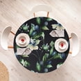 thumbnail image 4 of Ambesonne Botanical Fitted Round Tablecloth, Blooming Wild Art Flowers, 56"- 60" Diameter, Slate Blue Green and Black, 4 of 5