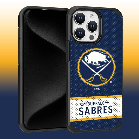 Apple iPhone 15 Pro Max (6.7) - NHL Licensed Buffalo Sabres Team Logo on Jersey Textured Dual Layer Case