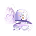 thumbnail image 1 of Gorro de natación para niños, gorro de ducha antivaho, protección total, a prueba de fugas, cómodo, con gafas de natación para niñas y niños., 1 of 8