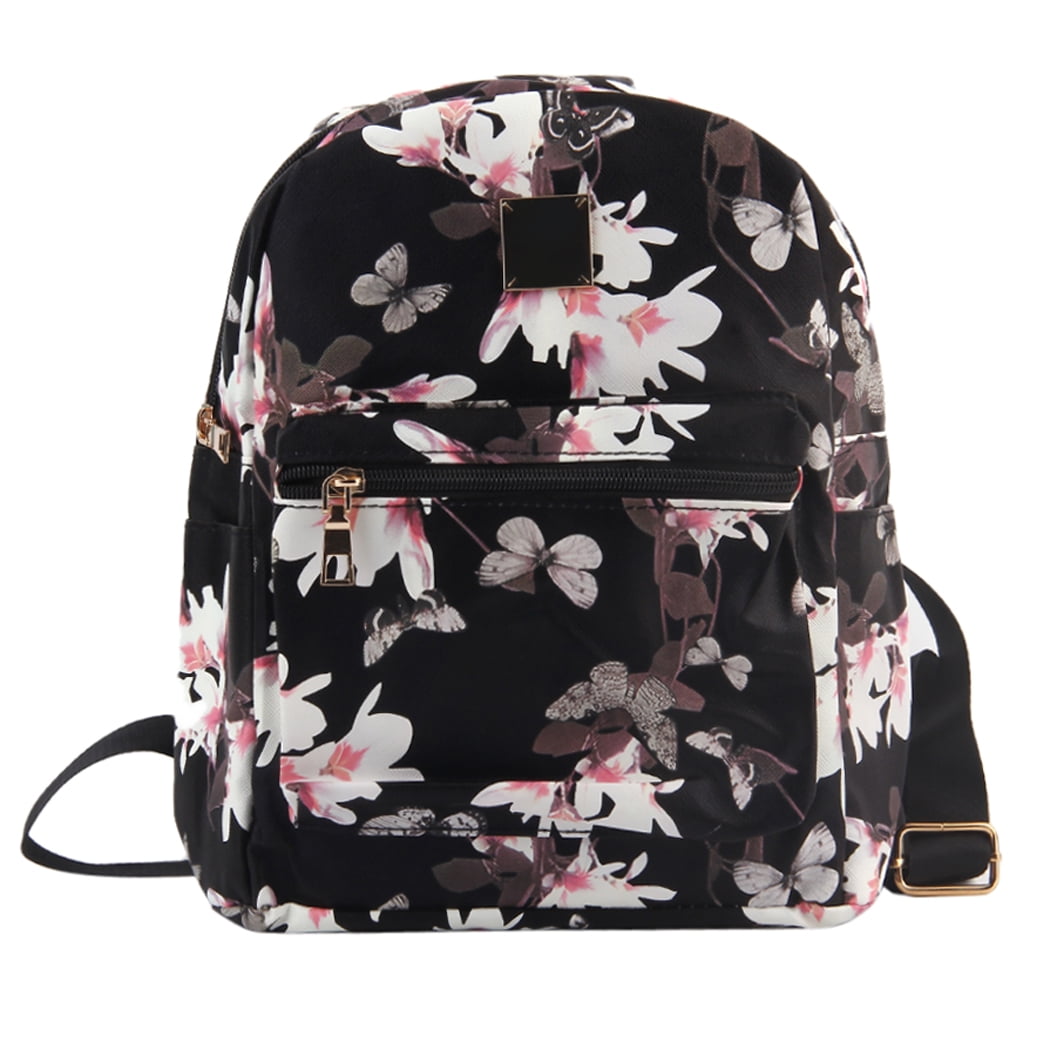 Leather On White Background Pink Flamingos Backpack Daypack Bag Women 
