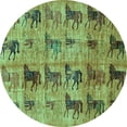 thumbnail image 1 of Ahgly Company Indoor Round Animal Turquoise Blue Traditional Area Rugs, 7' Round, 1 of 4