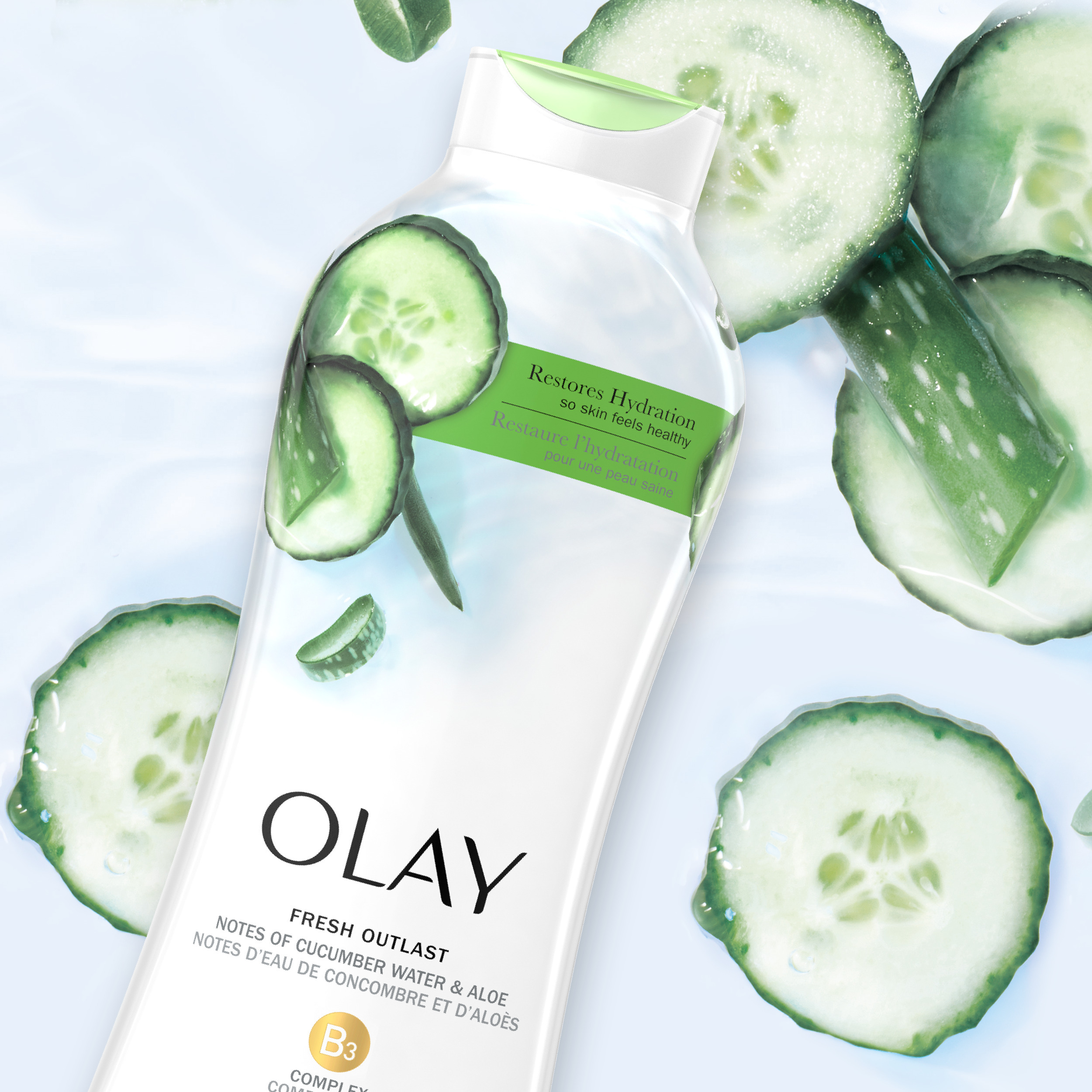 Olay Fresh Outlast Body Wash with Notes of Cucumber and Aloe, 22 fl oz - image 4 of 11