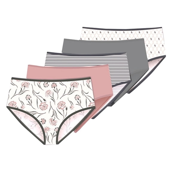 Adrienne Vittadini Intimates Women's Stretch Brushed Microfiber Brief Panties -5-Pack - Panty Size 7 / Large - FIT: Clothing Pants Size 12/14