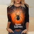 thumbnail image 2 of Tqyyweavej Womens Halloween 3/4 Sleeve Crew Neck Shirts Plus Size Fall Halloween Funny Graphic Top Loose Fit Spooky Season Tees S-5XL, 2 of 6