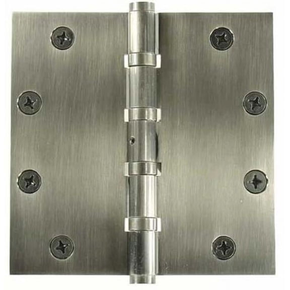 Deltana DSB55NB15A 5" X 5" Solid Brass Square Corner Ball Bearing Mortise Hinge - Nickel