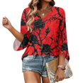 thumbnail image 6 of Iaqnaocc Womens Summer Tops 3/4 Sleeve Casual Crew Neck Blouses Vintage Floral Print Tees Blouses Basic Loose T Shirts Multicolor L, 6 of 7