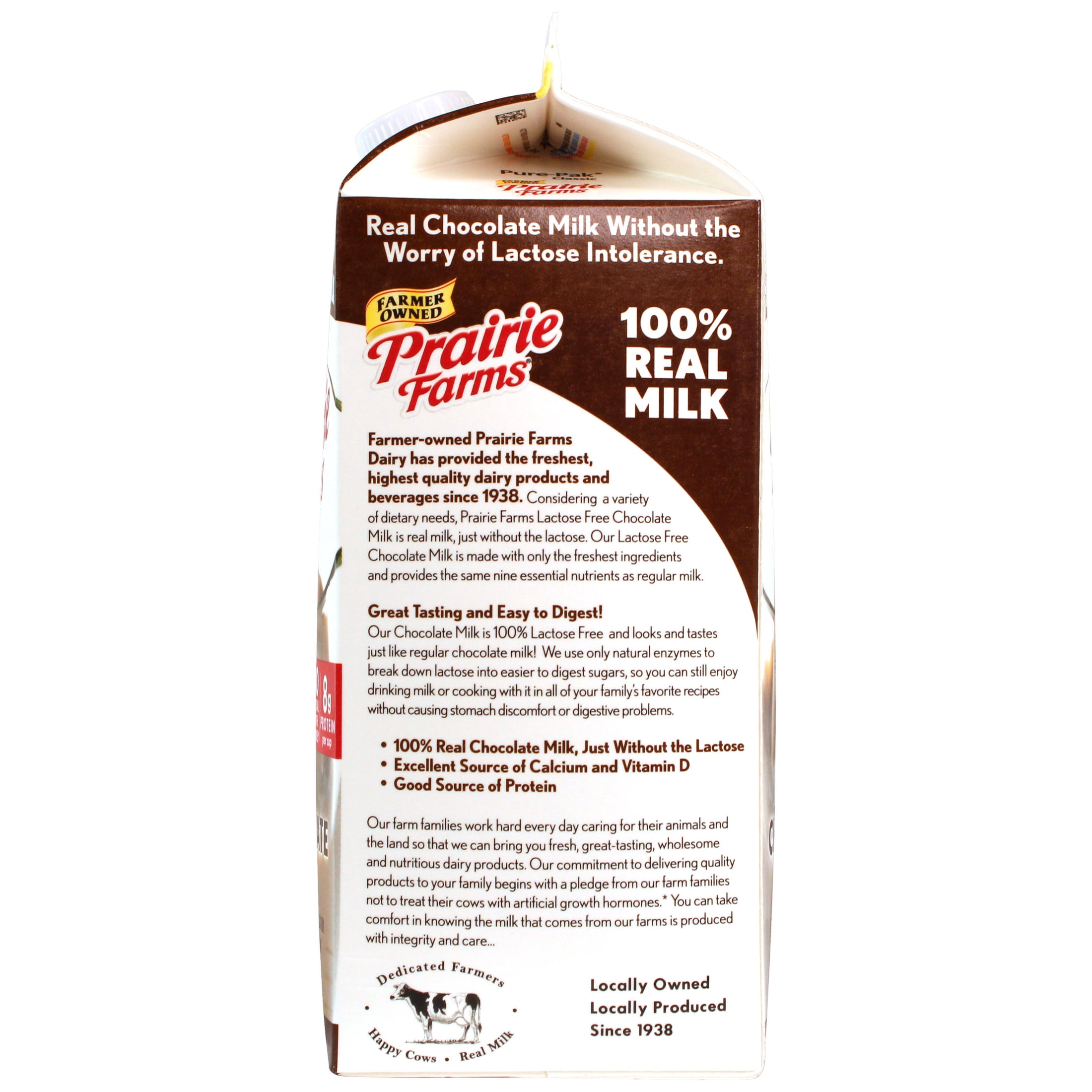 Prairie Farms Lactose Free Whole Chocolate Milk, Vitamin D, UHT, Half Gallon, 64 Fl Oz