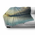 thumbnail image 3 of Ocean Soft Flannel Fleece Throw Blanket, Panorama of Sea Sunset Sundown Reflection Horizon Dark Clouds Nature Picture, Cozy Plush for Indoor and Outdoor Use, 70" x 90", Teal Aqua Blue, by Ambesonne, 3 of 6