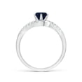 thumbnail image 2 of ANGARA Natural 1 Ct Prong-Set Sapphire Bypass Ring with Diamond Accents in 14K White Gold for Women (Size-6mm) | September Birthstone, Anniversary, Jewelry Gift for Women | Natural Blue Sapphire Ring, 2 of 9