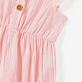 thumbnail image 6 of PatPat Pink Dresses Mommy and Me Solid Color Button Cotton V-neck Tiered Dress,Baby Girl Romper 12-18M, 6 of 10