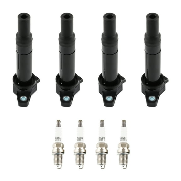 4X Ignition Coil   4X Spark Plug for Dodge Attitude Hyundai Accent Kia Rio IC579